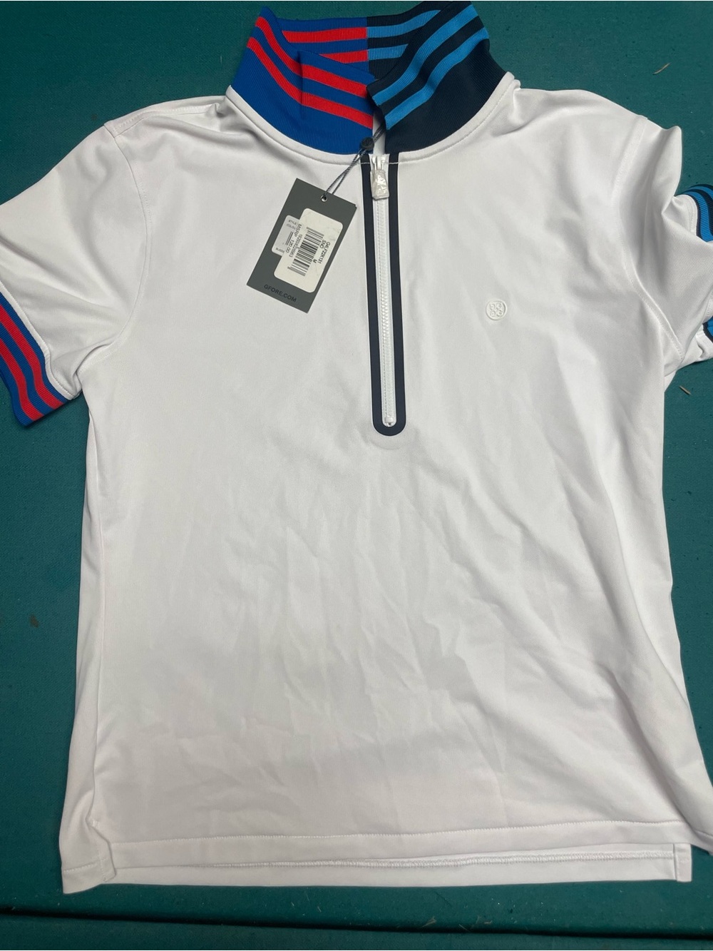 G/Fore White Short-Sleeve Zip Polo Women’s M NWT - Picture 2 of 7